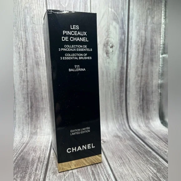 NIB CHANEL Set of 3 Makeup Brushes with Storage Case Bag Ballerina Pink Black CC - Picture 13 of 14